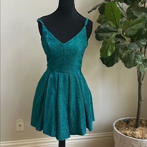 B Darlin Green Fit and Flare Mini Dress